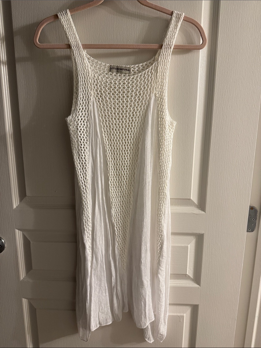 Cotton & Natural White Knit-Panel Summer Dress